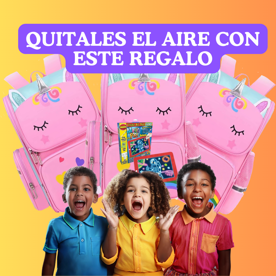 💖 "Combo Super Premium💖 "La Maleta Unicornio Que Hará Feliz a Tu Pequeña 🎁 "🎒✨+ Tablero Mágico -Magic Pad 3D🎁 "🎒✨